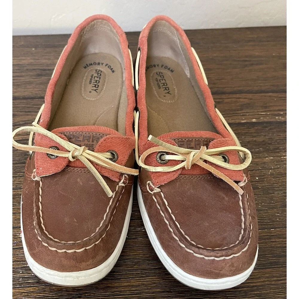 Sperry Womens Angelfish Varsity Brown Casual Boat Shoes 8 Medium